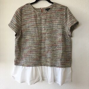 Halogen Blouse Multicolor And White‎ Size 1 Short Sleeves